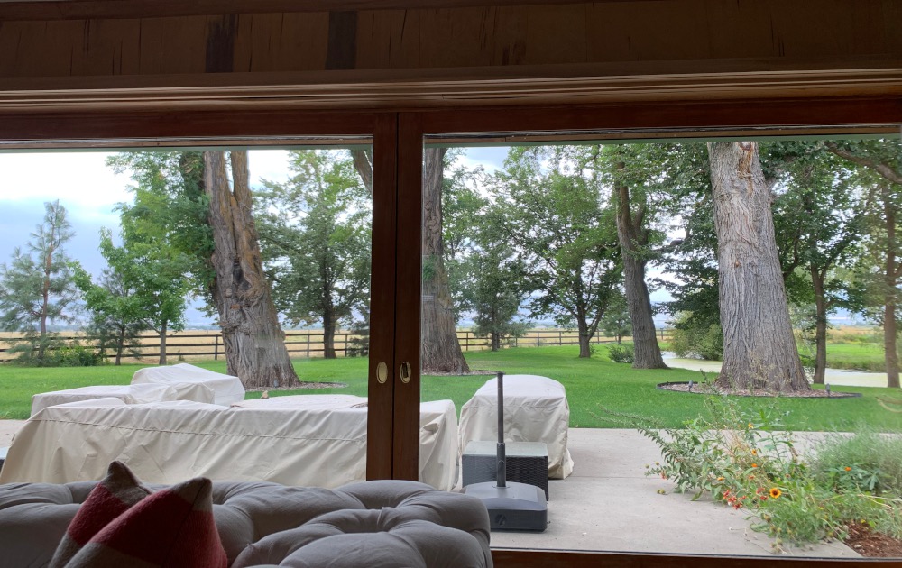 Large wooden glass sliding doors